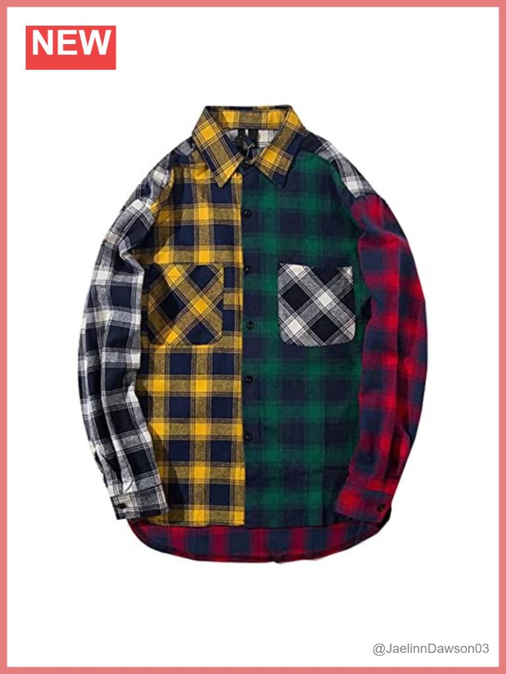 Plaid Flannel Oversized Button Down Shirt Long Sleeve Shacket